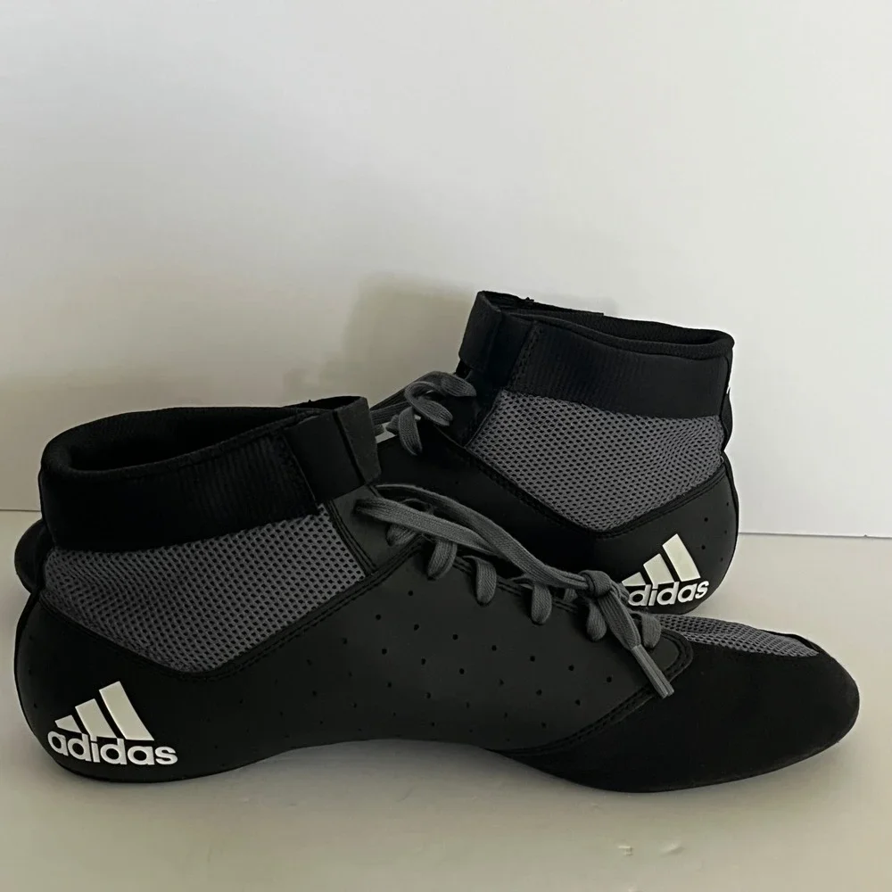 Adidas Mat Hog 2.0 Wrestling Shoes Men's 11.5 Black Gray White Athletic FZ5391